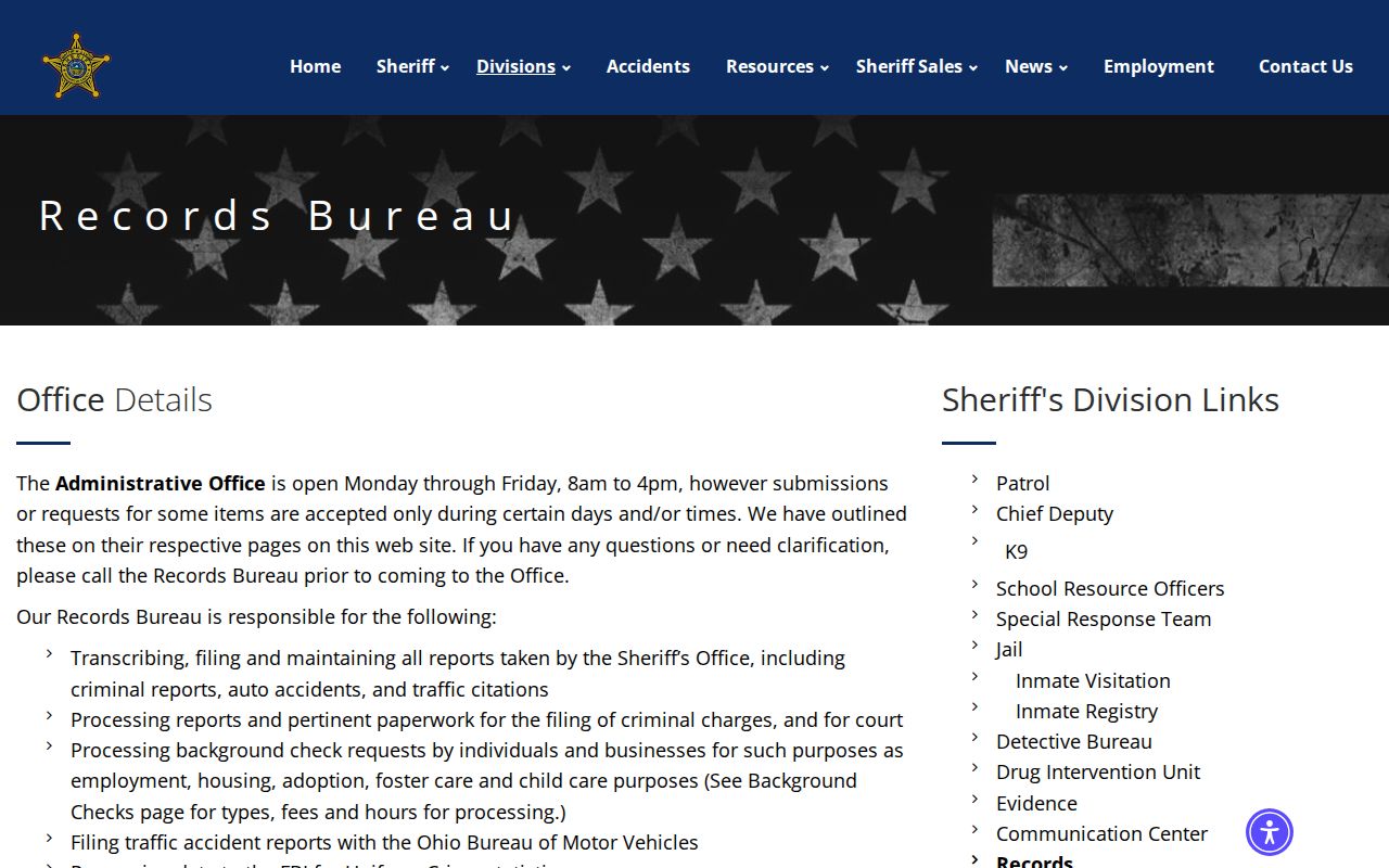 Muskingum County released mugshot Records Bureau contact and hours