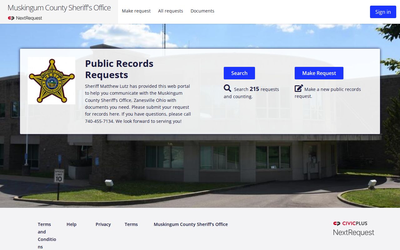 Muskingum County release records request portal