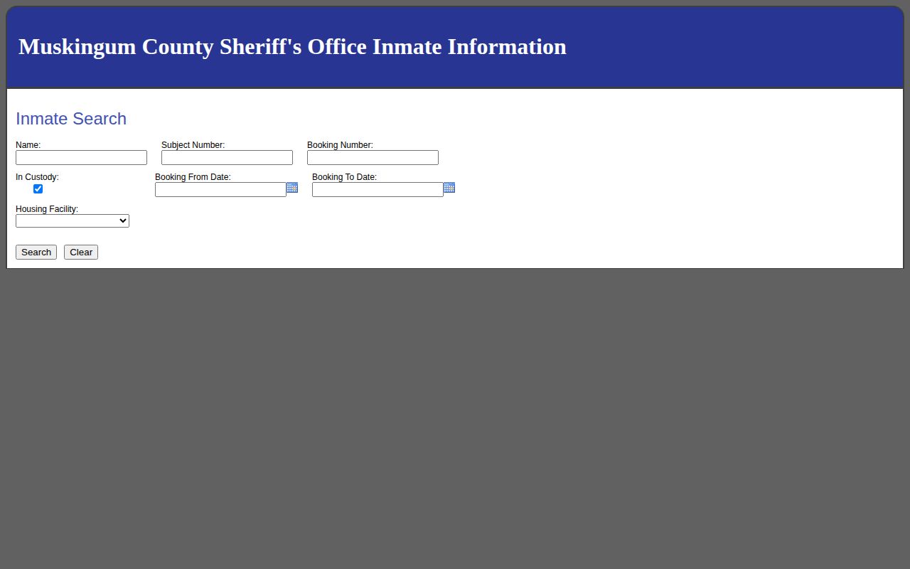 Muskingum County released inmate registry search
